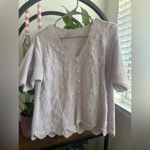 Vintage Lavender Lace Knit Women's Top